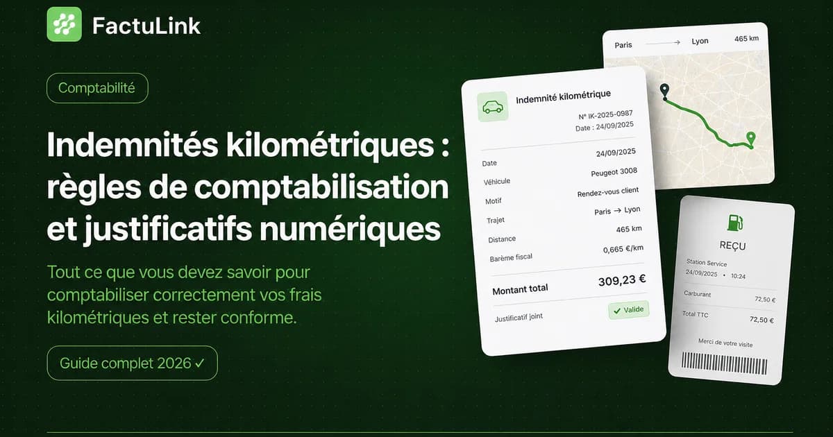 Modern flat illustration of a car on a road with digital icons representing spreadsheets and money, French business cont